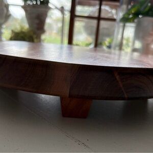 Threshold Dark Walnut Wooden Pedestal Serving Platter